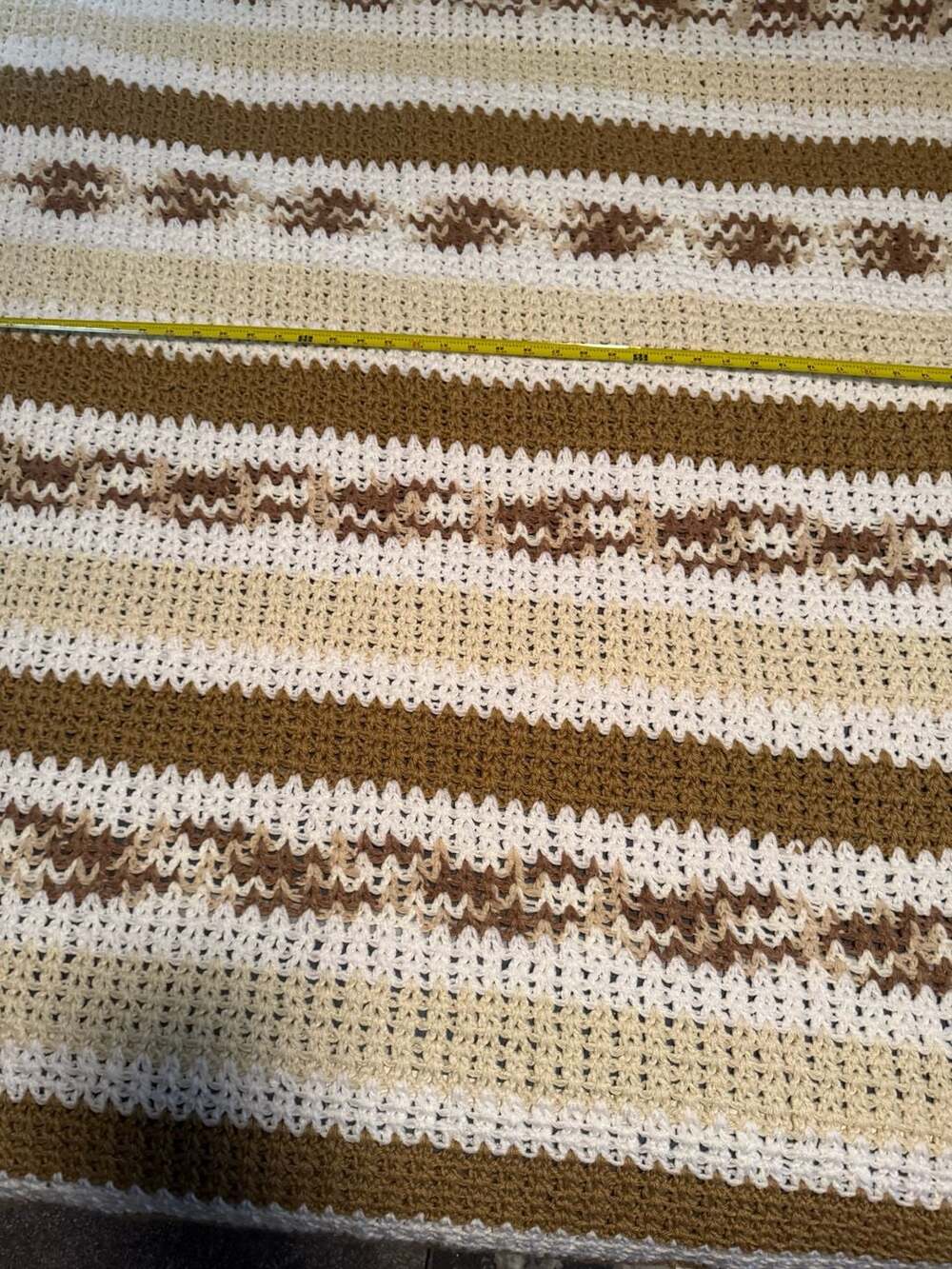 Handmade Crocheted Striped Throw Blanket 62x73
